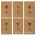 Colorful Heart Air Balloon Designs Love Brown Kraft Valentine Paper Greeting Cards